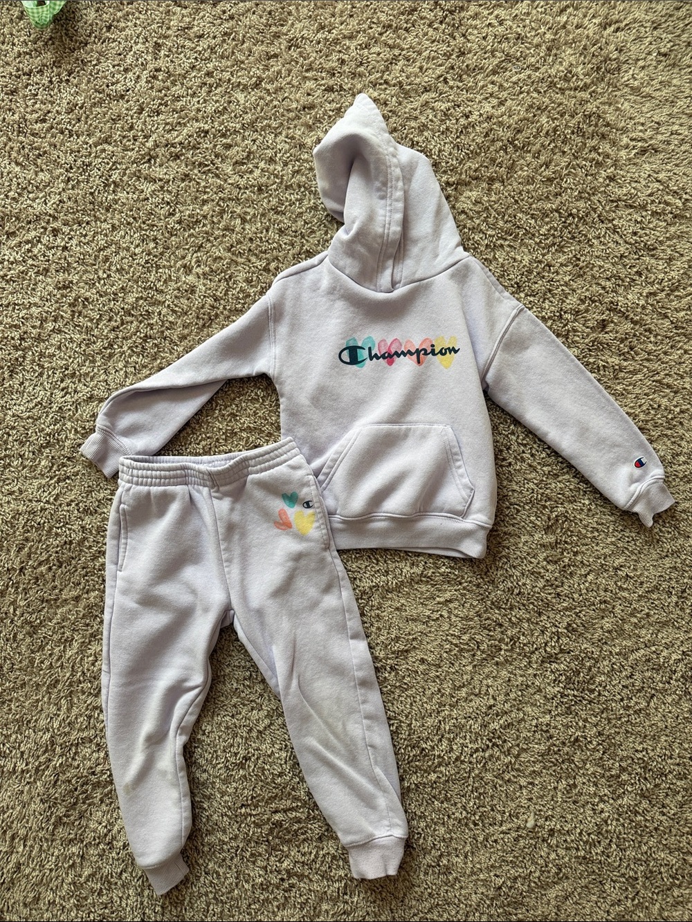 Champion Girls Light Lavender Hoodie & Joggers Set with Pastel Logo